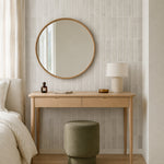 Greige Linear Mosaic (MT1384-XPE) — bedroom, front wide, vertical linear peel-and-stick wall tiles