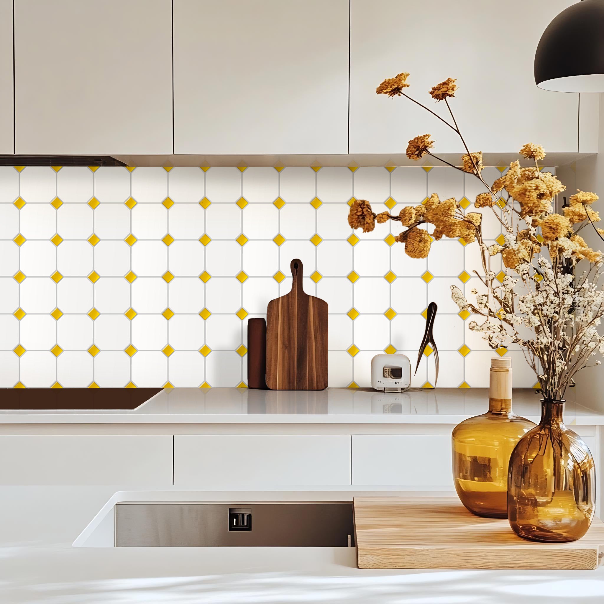 MORCART White and Gold Octagon MT1479C-30 - kitchen counter