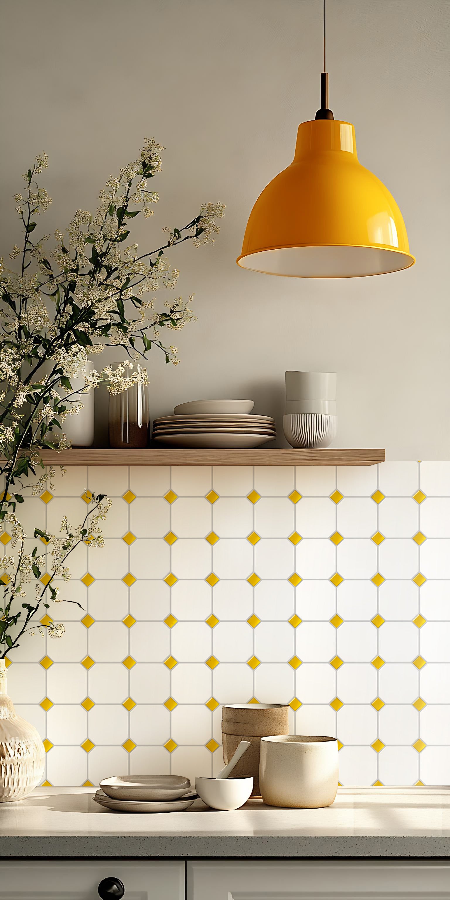 MORCART White and Gold Octagon MT1479C-30 - kitchen vertical