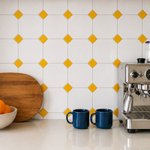 MORCART White and Gold Octagon MT1479C-30 - kitchen backsplash, front detail