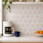 Blush Pink & White Hexagon (MT1495) - kitchen backsplash, front detail