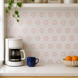 Blush Pink & White Hexagon (MT1495) - kitchen backsplash, front detail