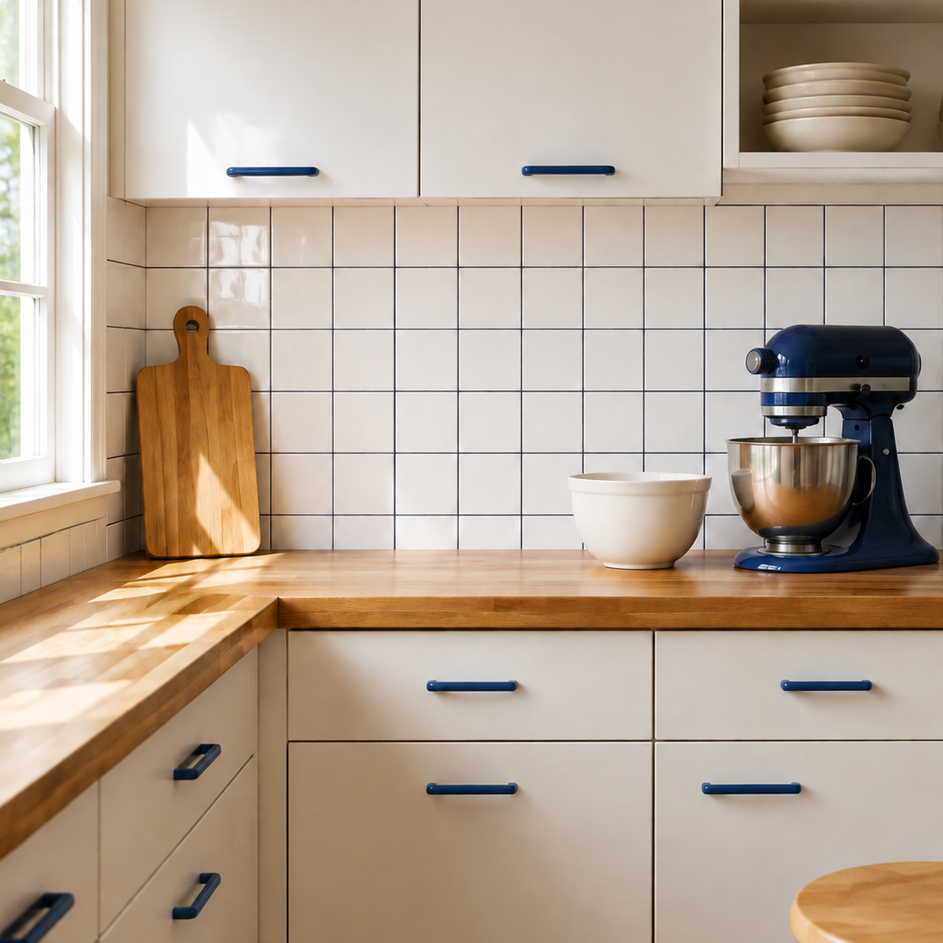 Blue & White Square Grid