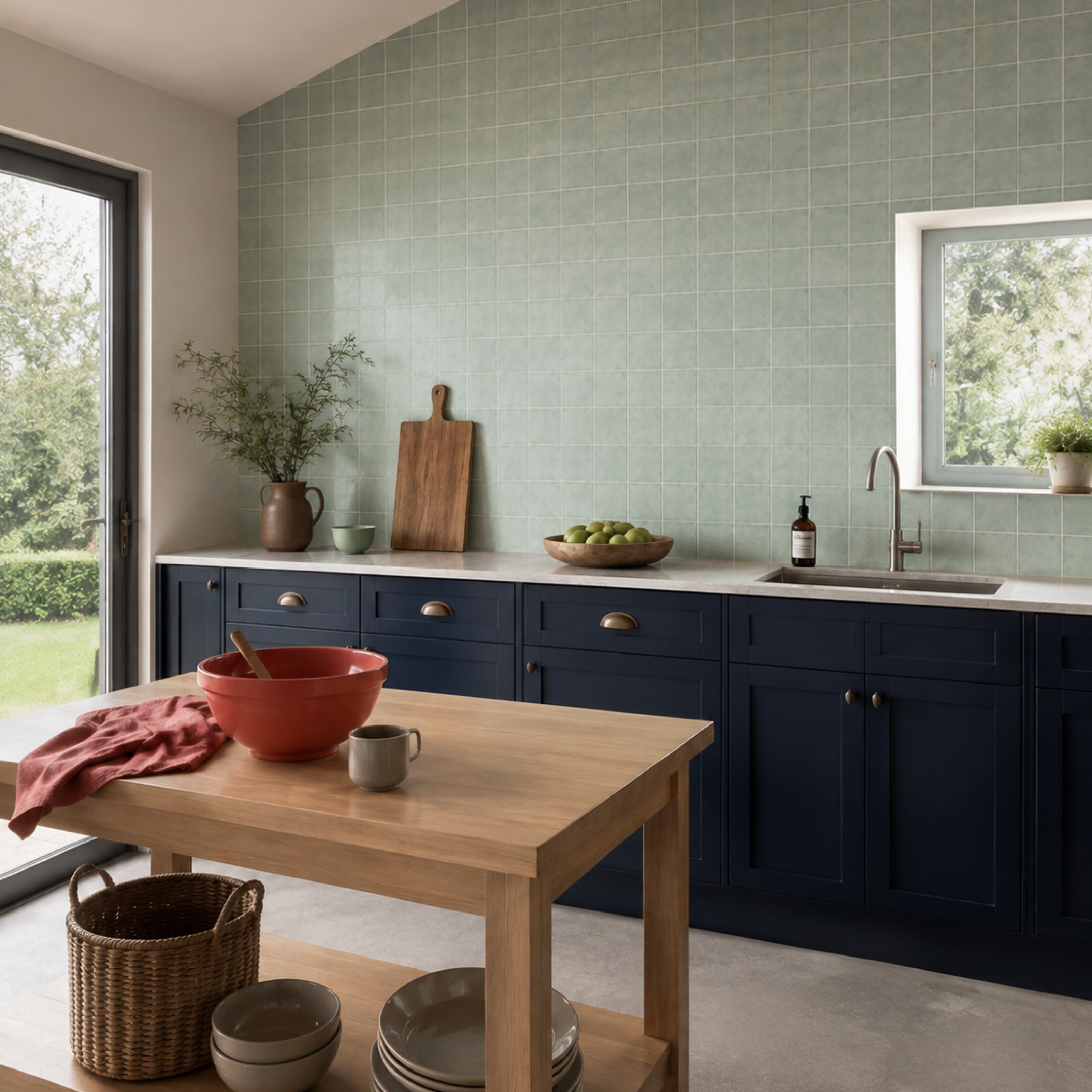 Sage Green Handmade Square Mosaic