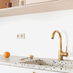MORCART MT1600 Arabesque wall tiles, factory oak kitchen reference