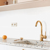 MORCART MT1600 Arabesque wall tiles, factory oak kitchen reference