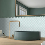 MORCART MT1603 Arabesque wall tiles, factory green vanity reference