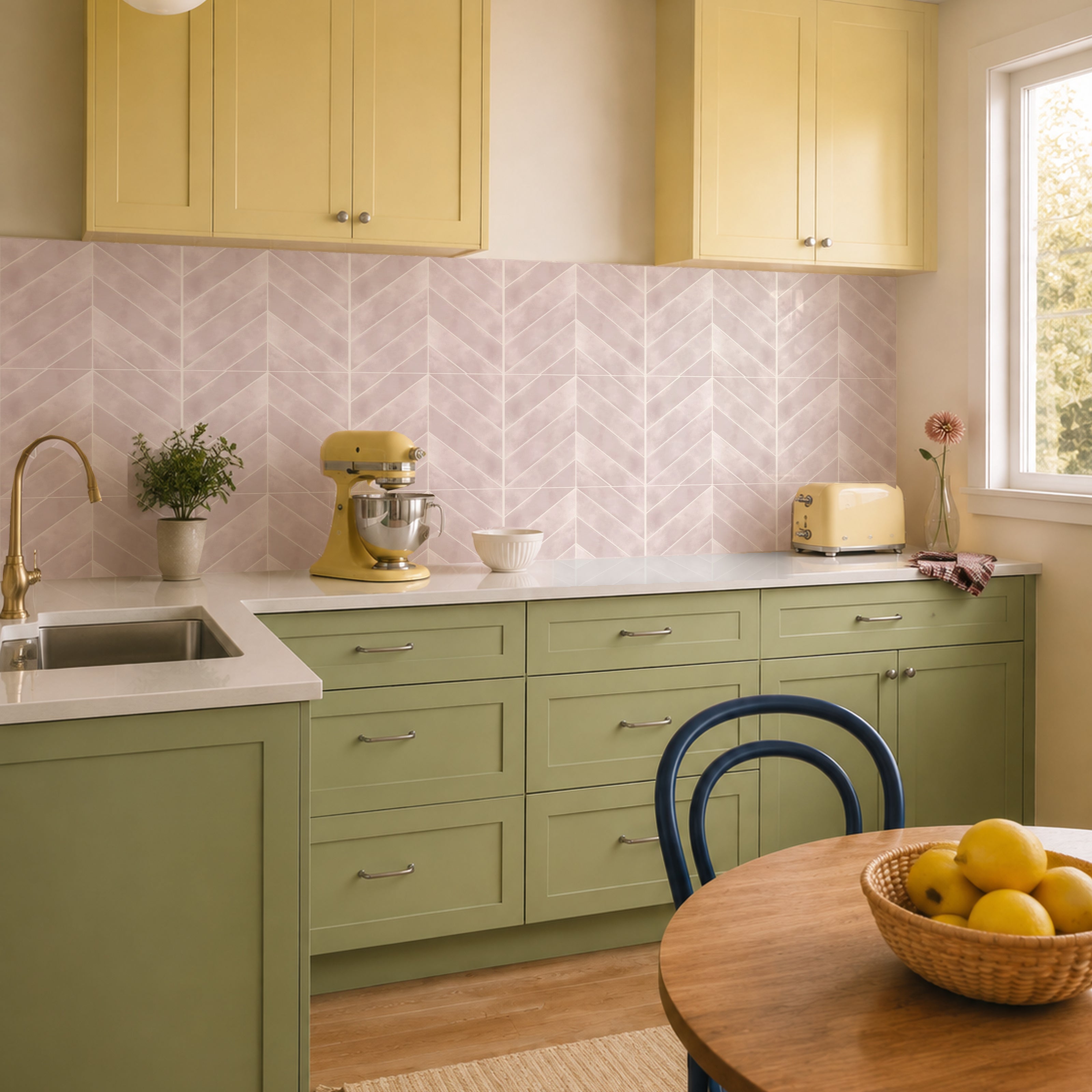 Pink Herringbone