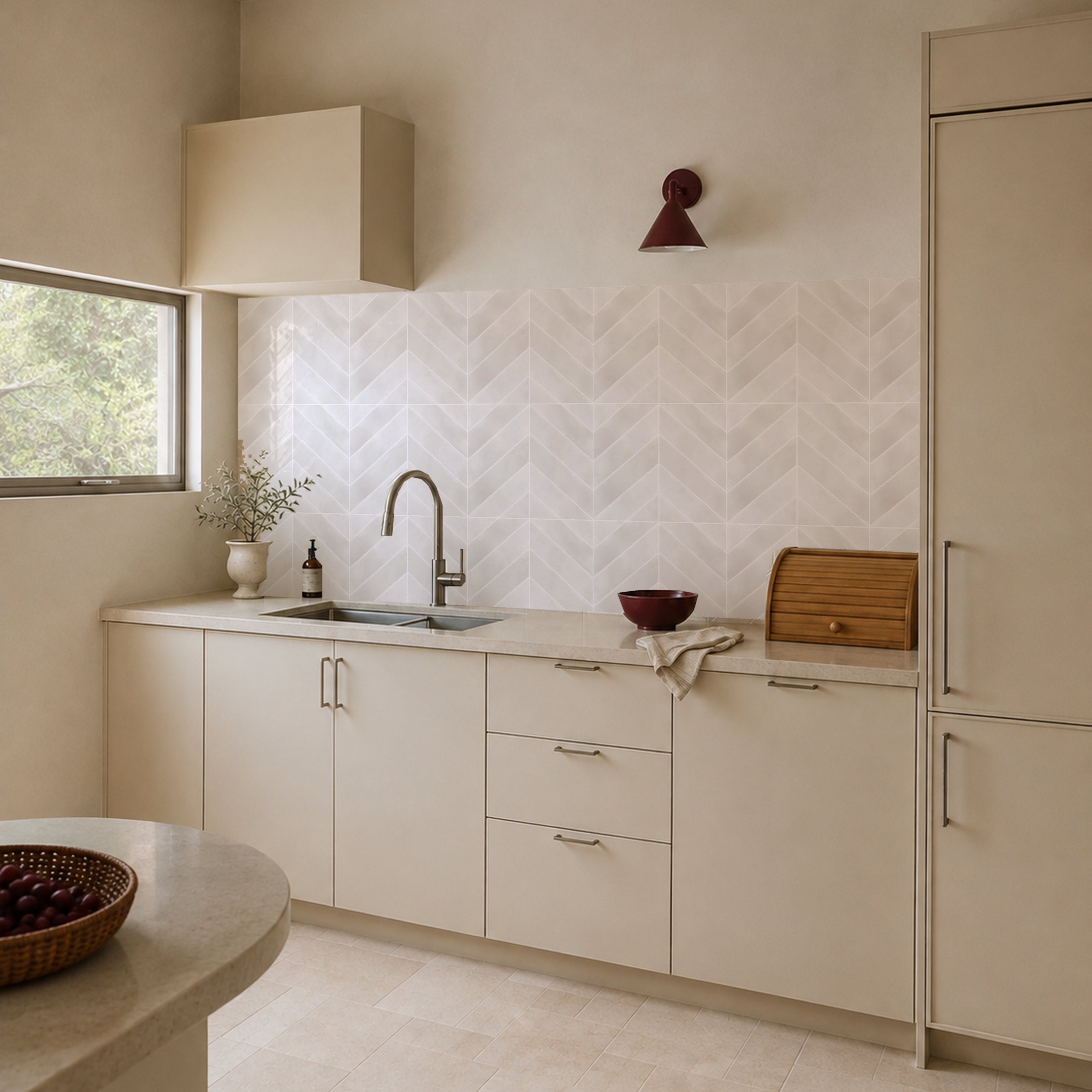 Apricot Beige Herringbone