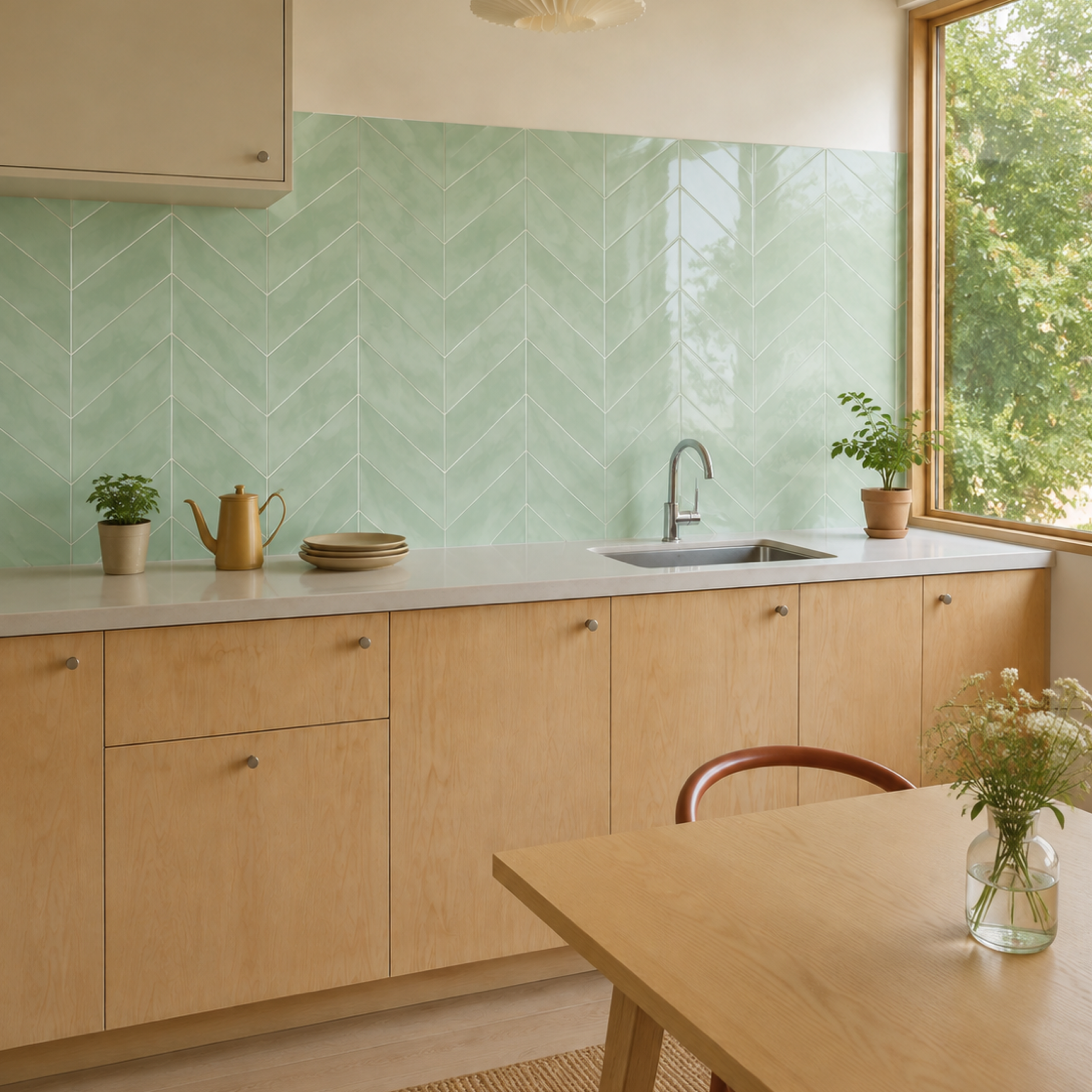 Sage Green Herringbone