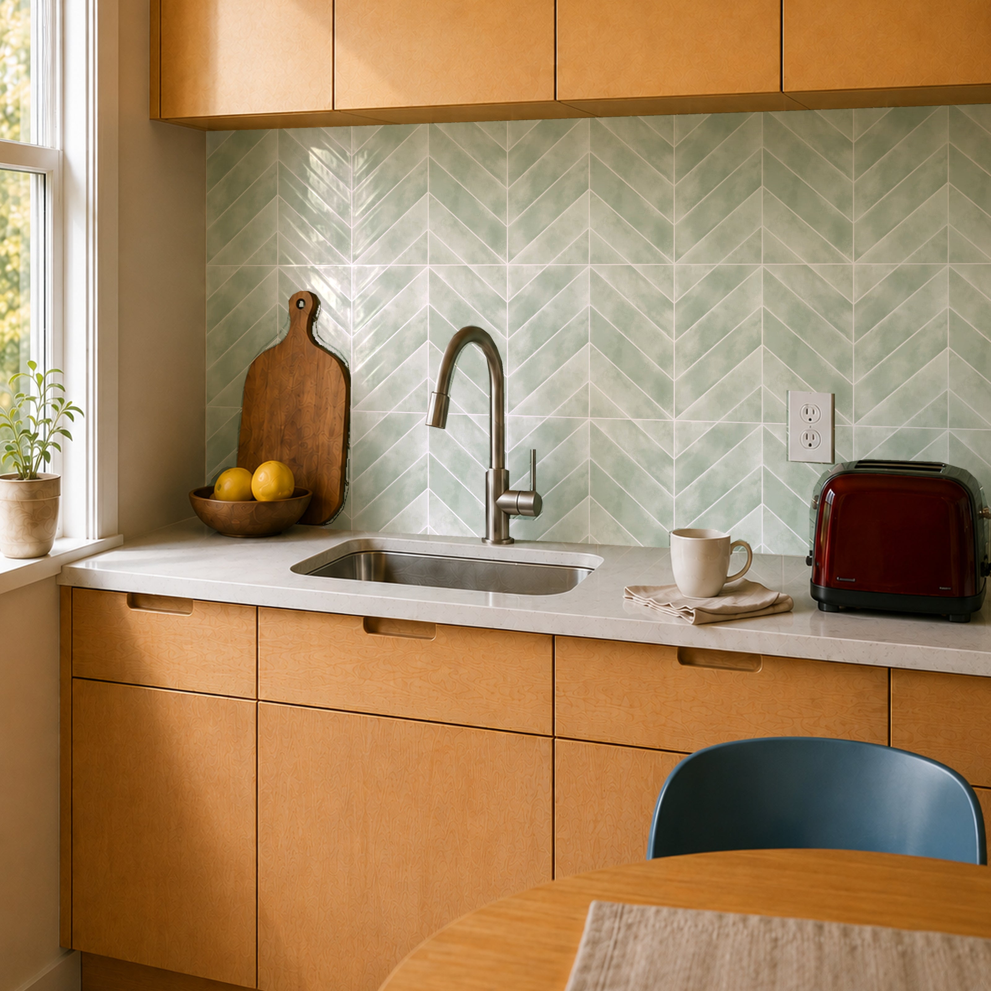 Sage Green Herringbone