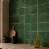 Emerald Green Square Grid