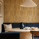 Terracotta Linear Mosaic (MT2208-XPE) — dining room, oblique detail, vertical linear peel-and-stick wall tiles