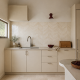 Warm Beige Herringbone
