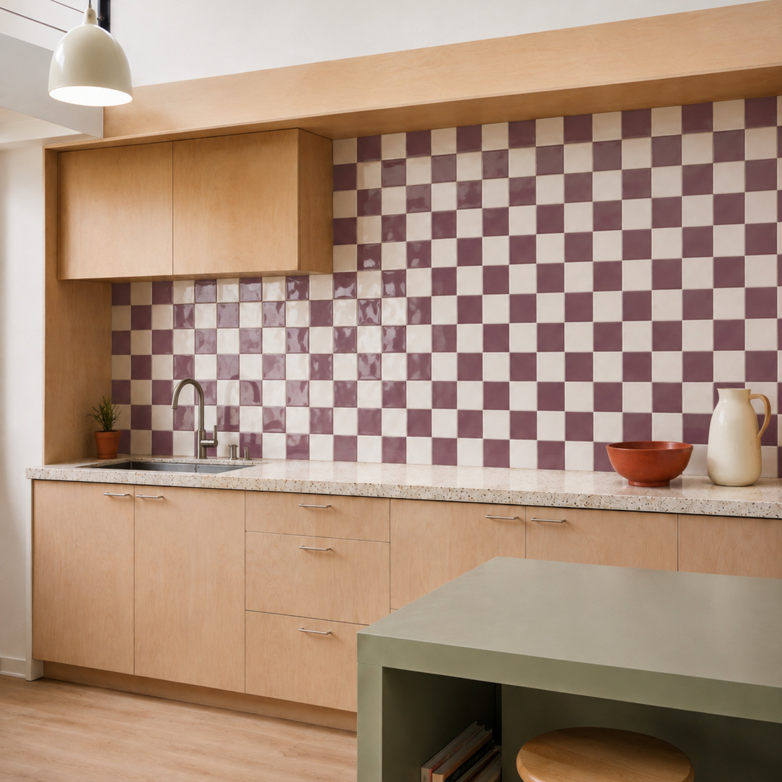 Purple & White Checkerboard