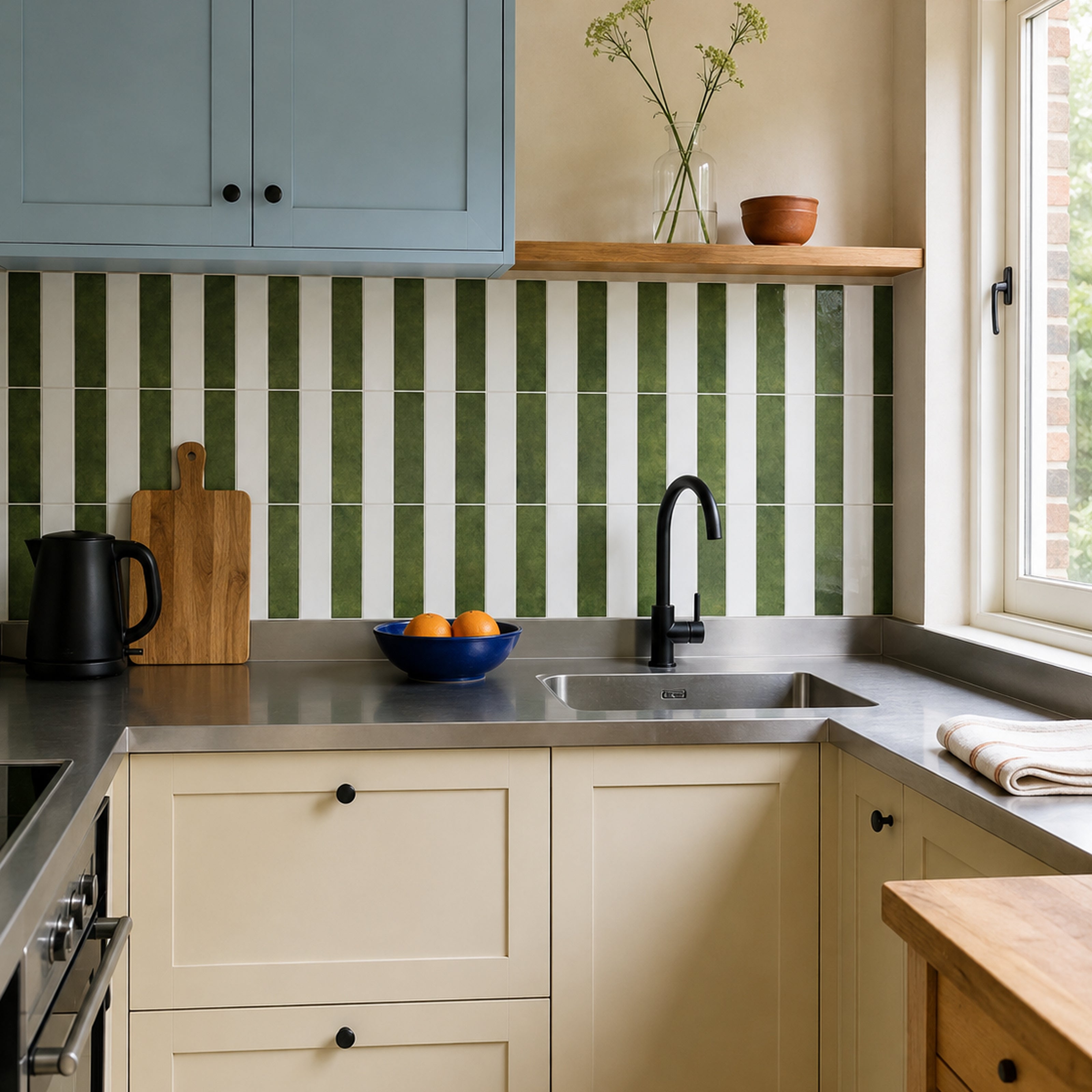 Dark Green & White Linear Mosaic