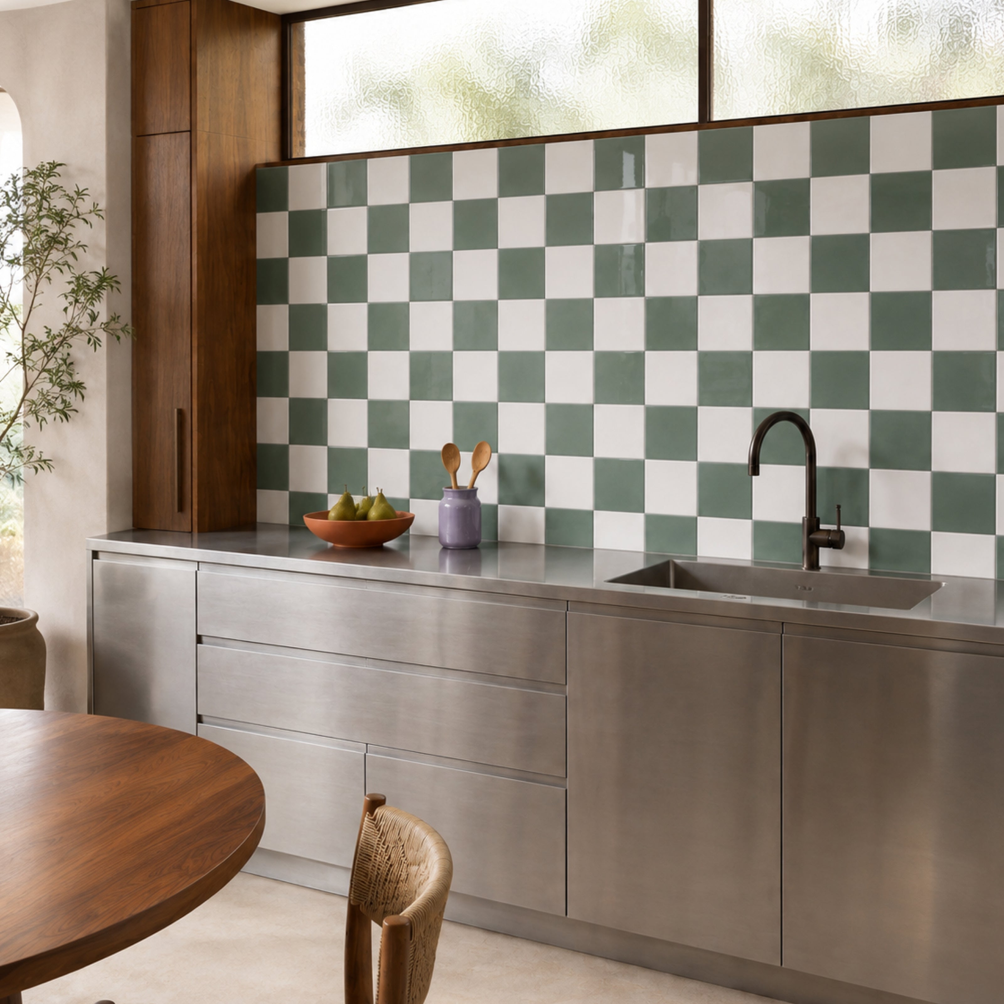 Green & White Checkerboard