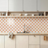 Soft Peach & White Checkerboard