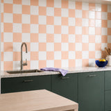 Soft Peach & White Checkerboard