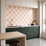 Soft Peach & White Checkerboard