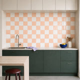 Soft Peach & White Checkerboard