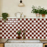Brick Red & White Checkerboard