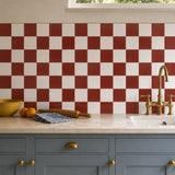 Brick Red & White Checkerboard