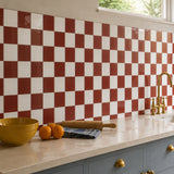 Brick Red & White Checkerboard