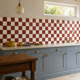 Brick Red & White Checkerboard