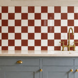 Brick Red & White Checkerboard