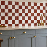 Brick Red & White Checkerboard