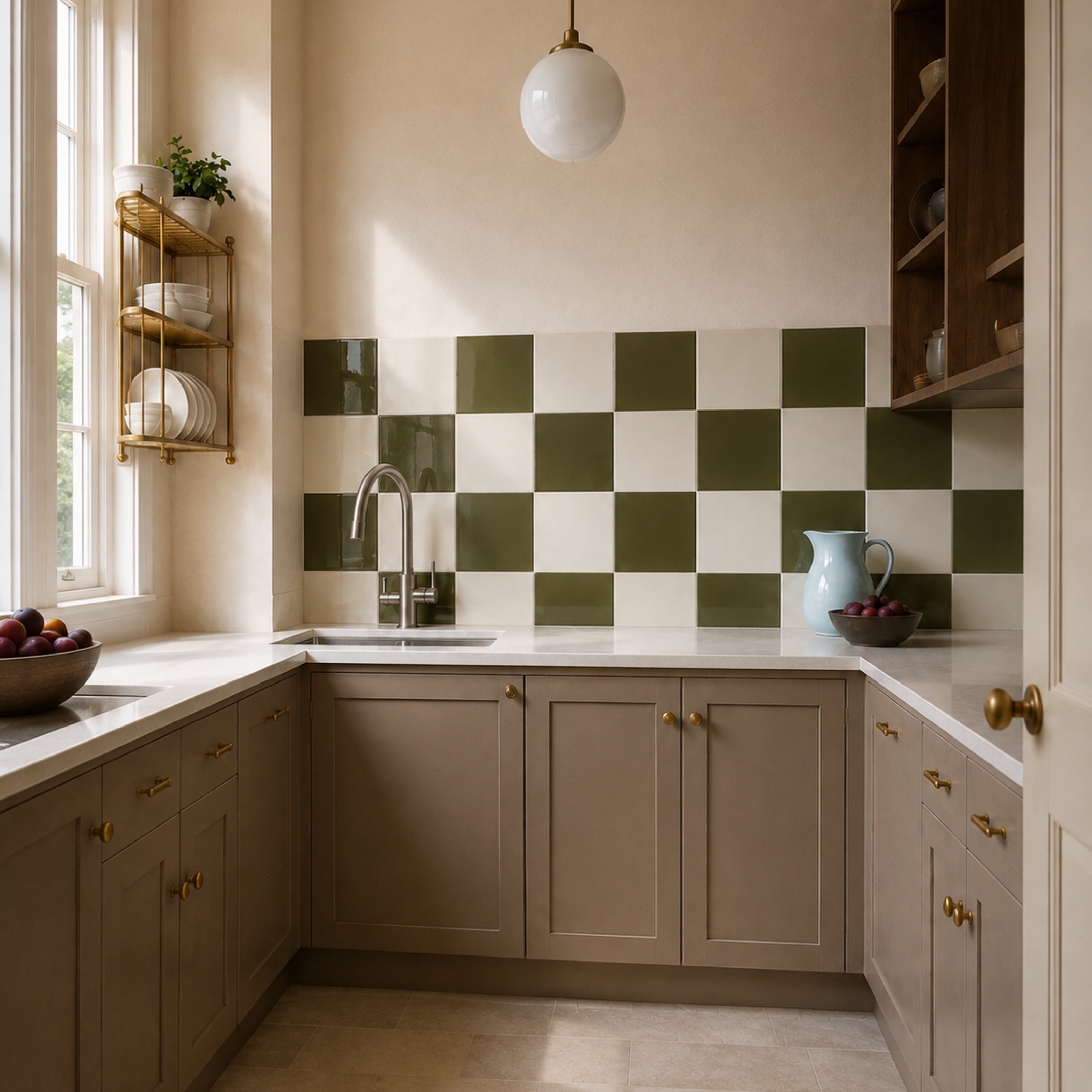 Olive Green Square Grid