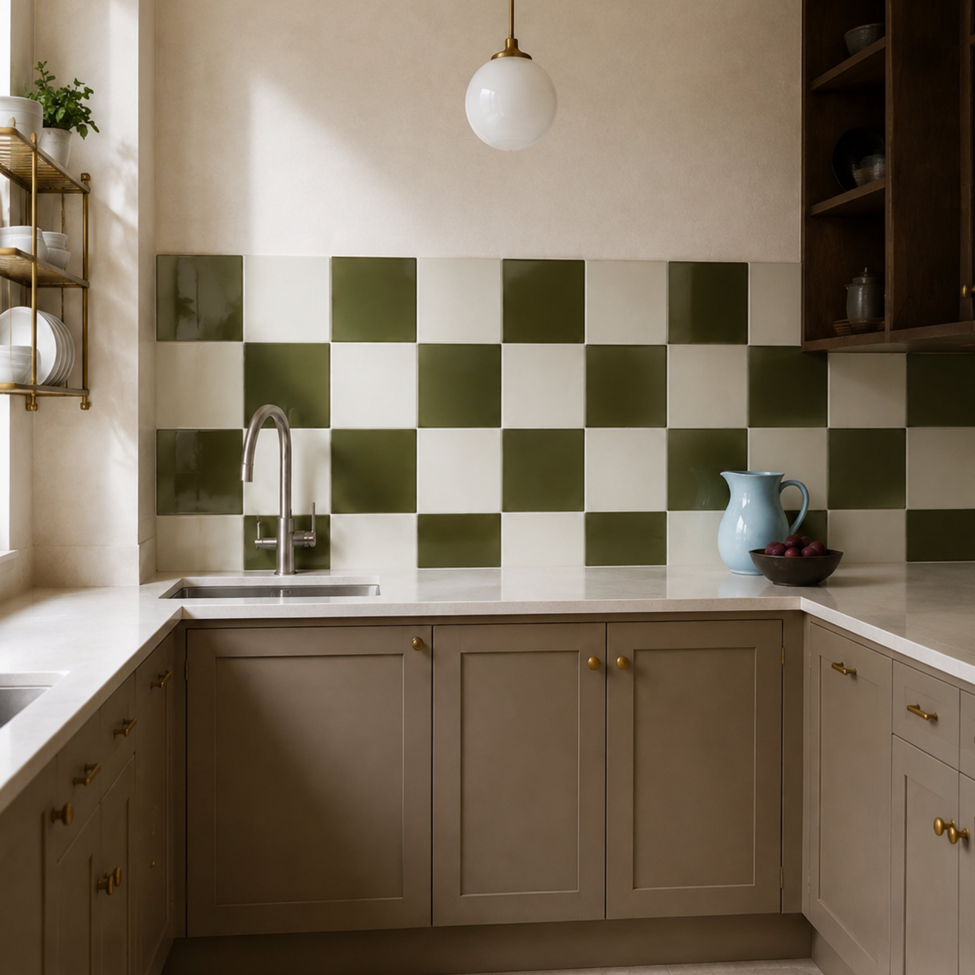 Olive Green Square Grid