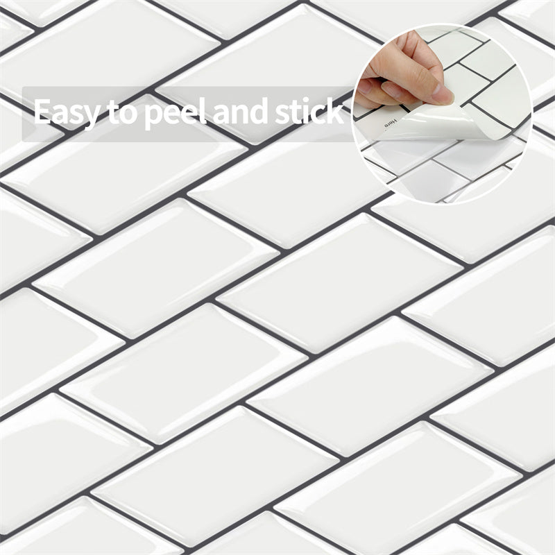 MT1010 - Subway Peel and Stick Backsplash Tile , 12" x 12" White marble Tile