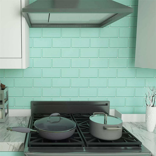 MT1097 - Subway Peel And Stick Backsplash Tile , 12" x 12" Green Marble Tile