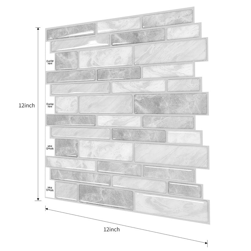 MT1031 - Oblong Walltiles Peel And Stick Backsplash Tile , 12" x 12" Marble Tile