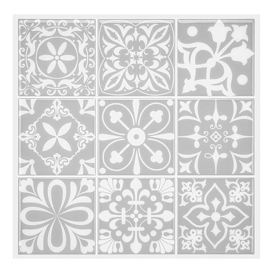 MT1107 - Baroque Decals Peel And Stick Backsplash Tile , 12" x 12" Grey Tile