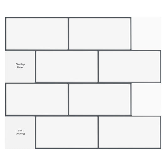 MT1089 - Subway Peel And Stick Backsplash Tile , 10" x 12" White Tile