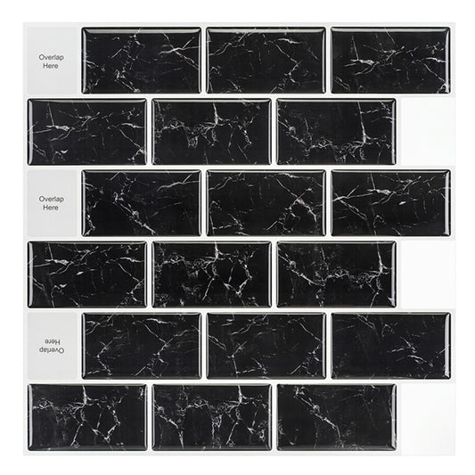 MT1021 - Subway Peel and Stick Backsplash Tile , 12" x 12" black marble Tile