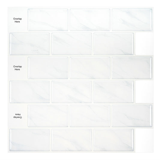 MT1015 - Subway Peel And Stick Backsplash Tile , 12" x 12" Marble Tile