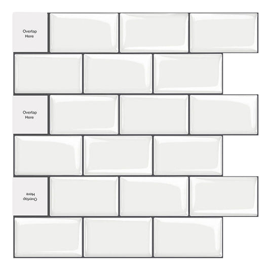 MT1010 - Subway Peel and Stick Backsplash Tile , 12" x 12" White marble Tile