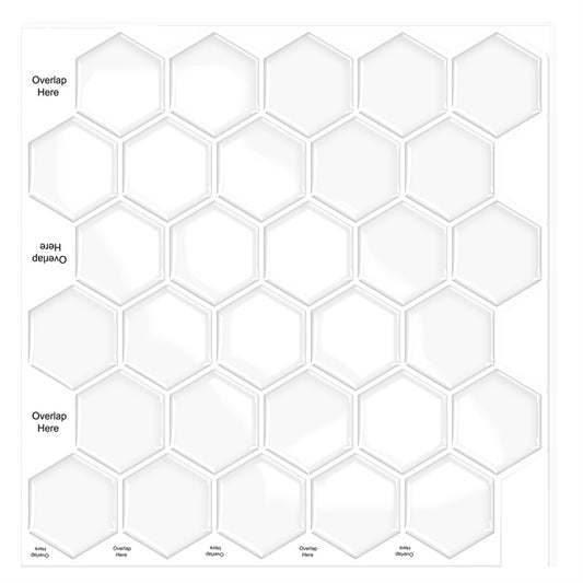 MT1190 - Regular hexagon Decals Peel And Stick Backsplash Tile , 12" x 12" White Tile