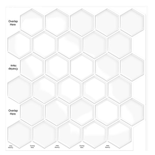 MT1190 - Regular hexagon Decals Peel And Stick Backsplash Tile , 12" x 12" White Tile