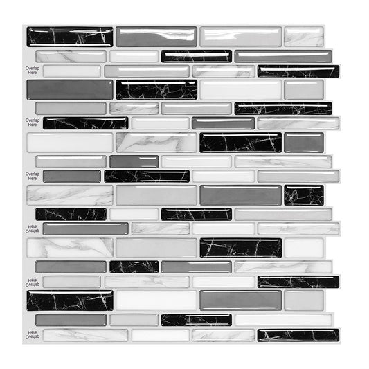 MT1006 - Oblong Walltiles Peel And Stick Backsplash Tile , 12" x 12" Grey Marble Tile