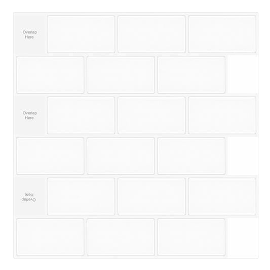 MT1038 - Subway Peel And Stick Backsplash Tile , 12" x 12" White Tile