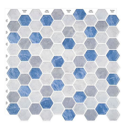 MT1141 - Regular hexagon Decals Peel And Stick Backsplash Tile , 12" x 12" White Tile