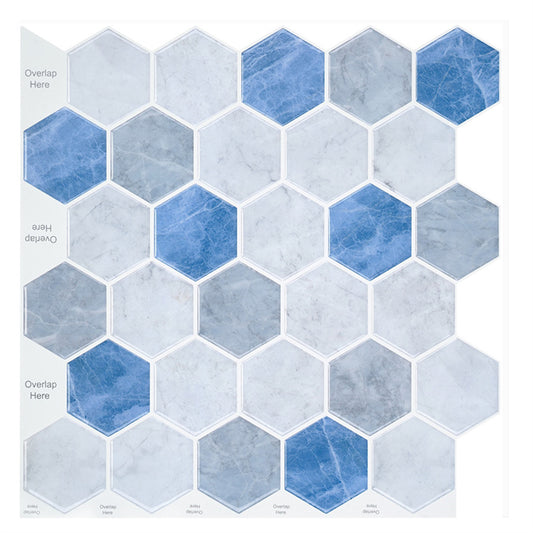 MT1188 - Regular hexagon Decals Peel And Stick Backsplash Tile , 12" x 12" Light blue Tile