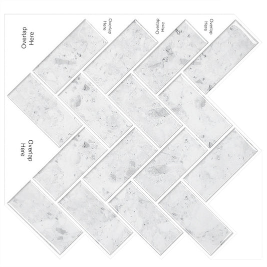 MT1121 - Herringbone Decals Peel And Stick Backsplash Tile , 12" x 12" Marble Tile