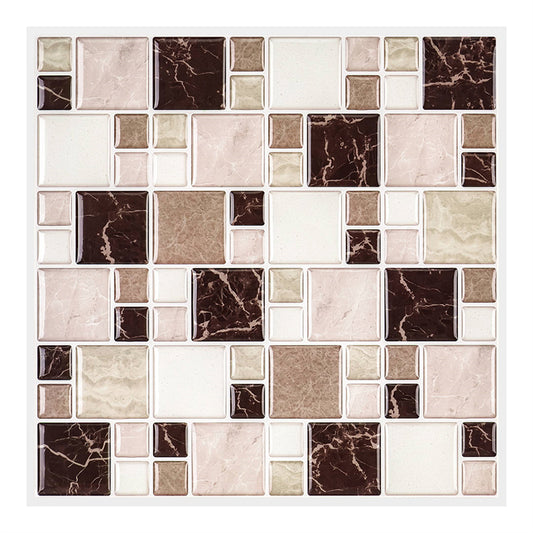 MT1002 - Mosaic Decals Peel And Stick Backsplash Tile , 10" x 10" Marble Checkered Tile