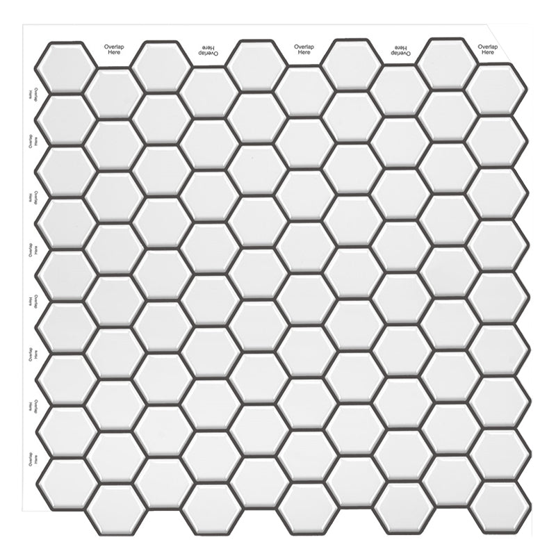 MT1142 - Regular hexagon Decals Peel And Stick Backsplash Tile , 12" x 12" White Tile